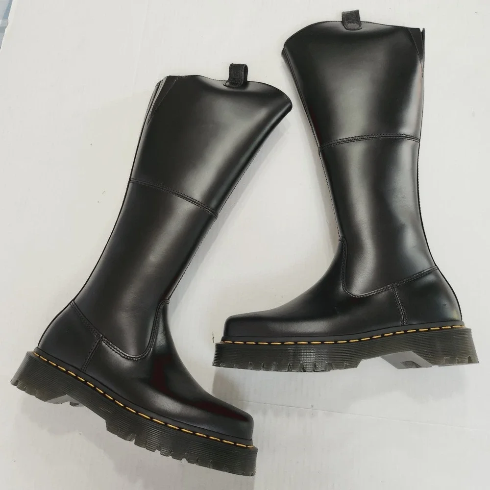Womens Size 7 Dr. Martens Knee High Riding Boots Amaayah Hi Orlean Leather Black